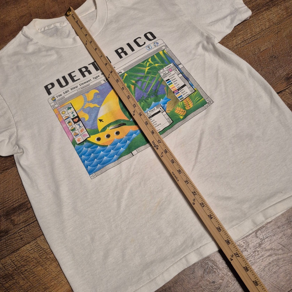 Vintage Puerto Rico Shirt San Juan Computer Graphic Mens XL White Cotton - Picture 4 of 10